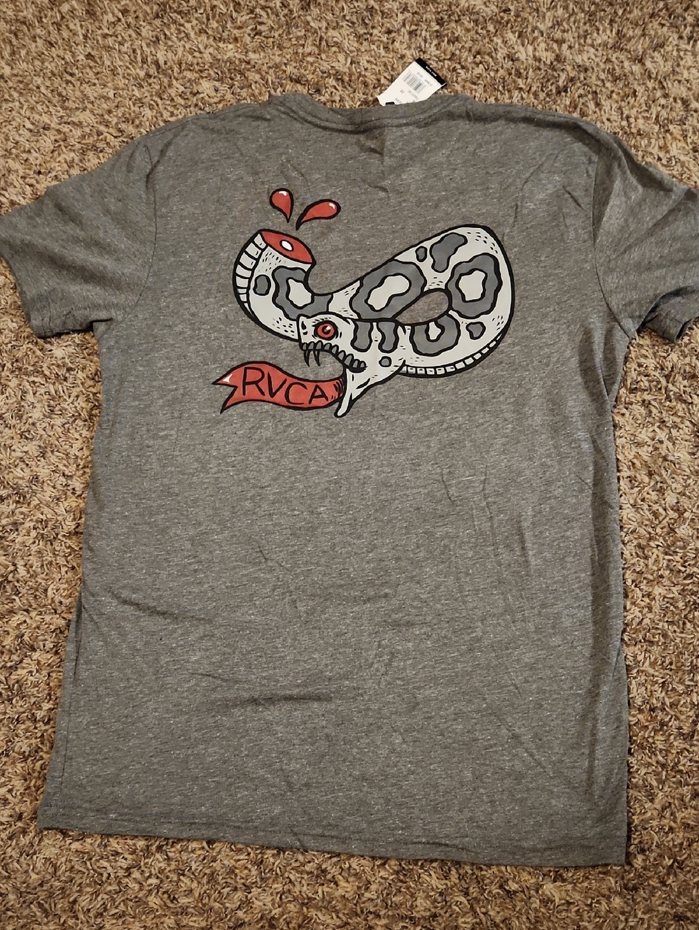 RVCA Gray Tee with Snake Graphic